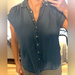 LOFT Denim Blue Button-Down Shirt